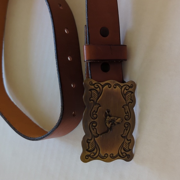 Vintage Chaucer Harness Leather Belt w/Western Buckle 26 Brown - Picture 4 of 16